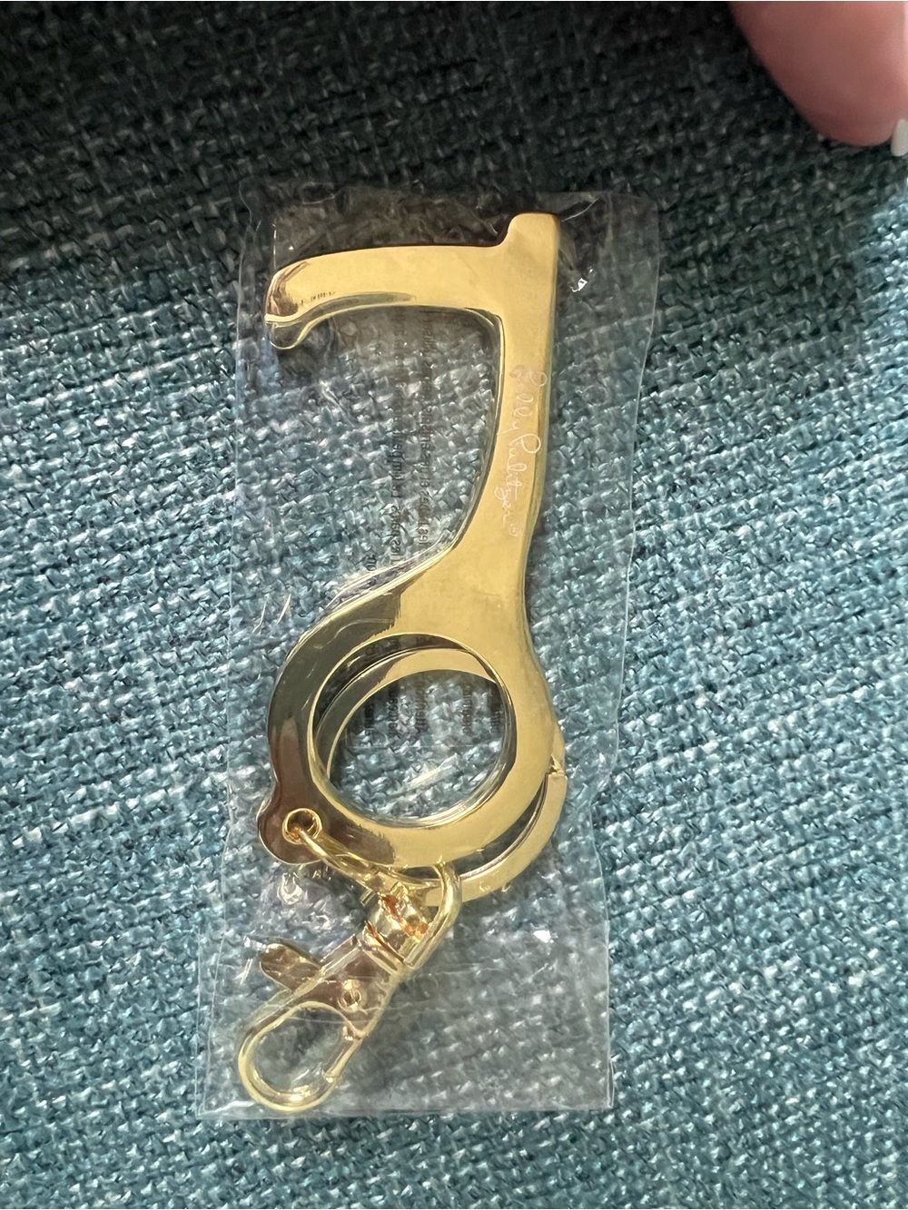 Lilly Pulitzer Gold No-Touch Key Tool with Finger Ring & Clip -Women Accessories